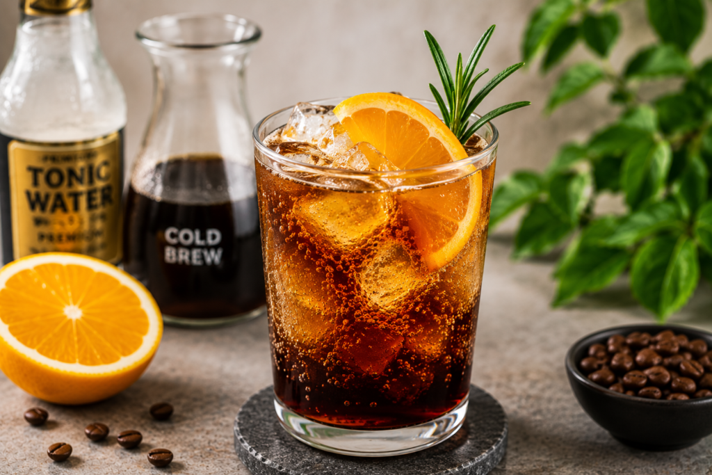 Cold brew z tonikiem i pomarańczą – orzeźwiająca kawa na lato
