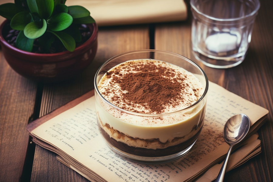 Błyskawiczny deser tiramisu bez pieczenia podany z kawą